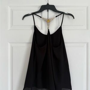 Elegant Black Women's Top with Chain Detail